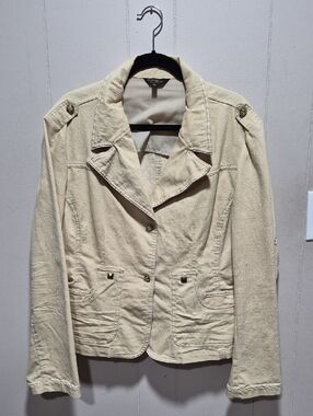 Women's Cream Jean Jacket with Epaulet Detail